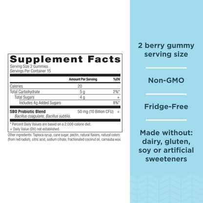 Ancient Nutrition SBO Probiotics Berry Gummies – 60 Count, 10B CFU