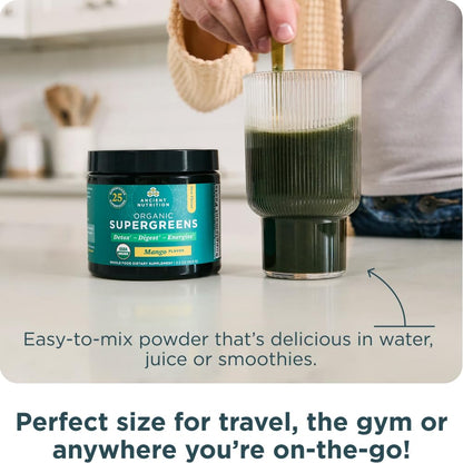 Ancient Nutrition SuperGreens with Probiotics – Organic Mango Flavor