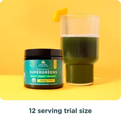 Ancient Nutrition SuperGreens with Probiotics – Organic Mango Flavor