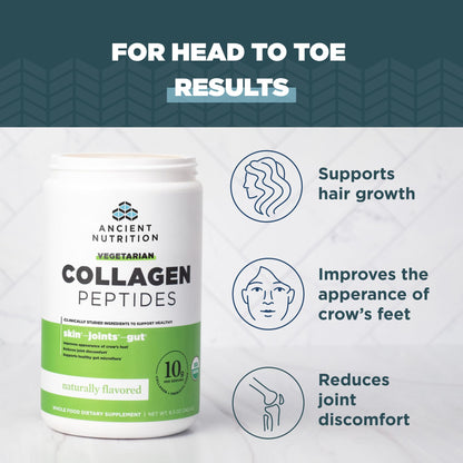 Ancient Nutrition Vegetarian Collagen Peptides – Prebiotics & Probiotics, 28 Servings