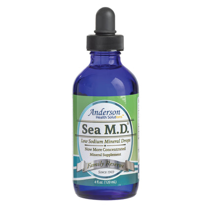 Anderson Sea M.D. Concentrated Trace Mineral Drops – Ionic Magnesium, 4 oz Glass Bottle