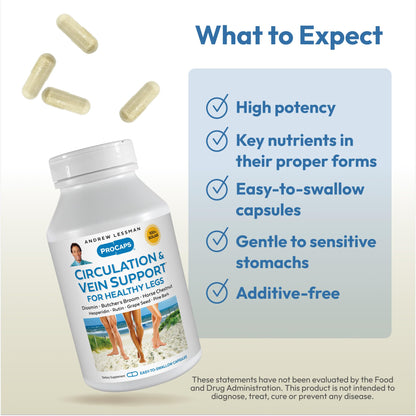 Andrew Lessman Circulation & Vein Support - 30 Capsules | Diosmin, Butcher's Broom