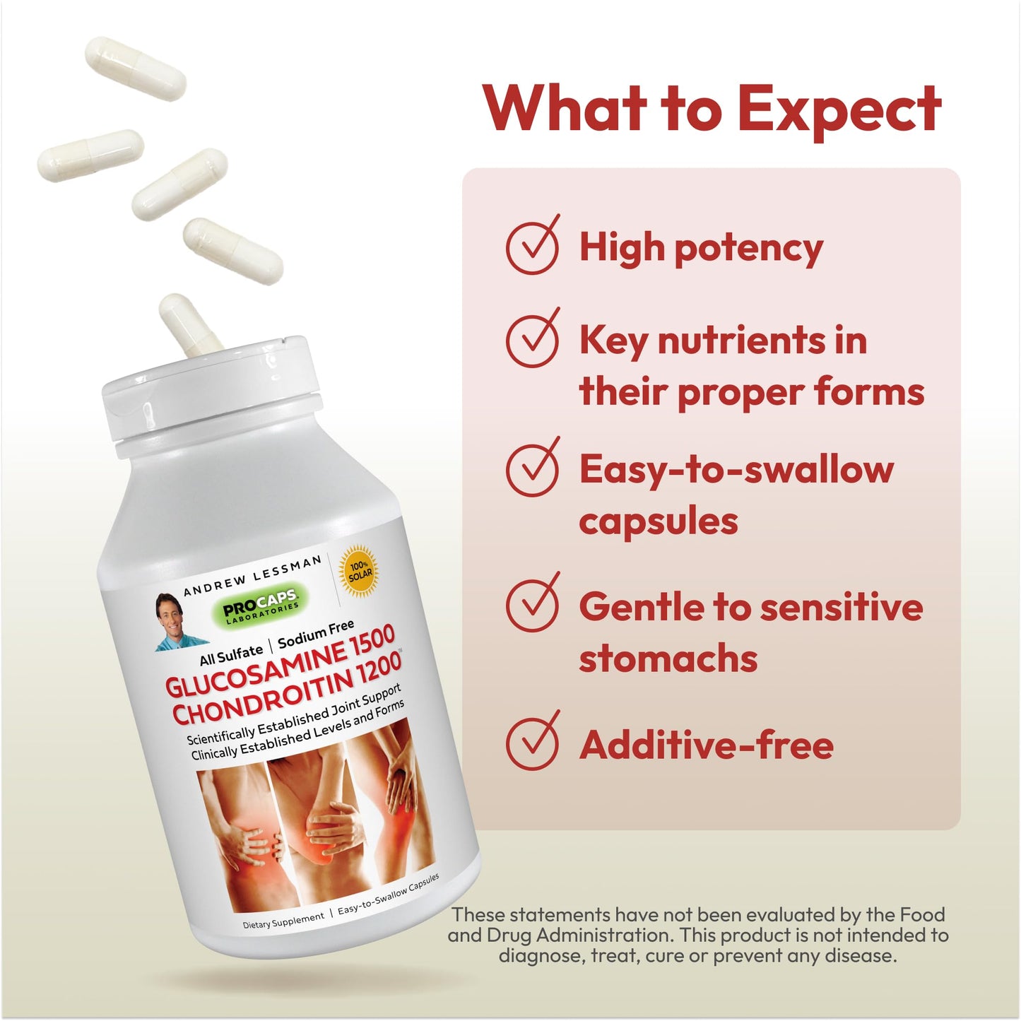 Andrew Lessman Glucosamine 1500 + Chondroitin 1200mg - 75 Caps (100% Sulfate Form)