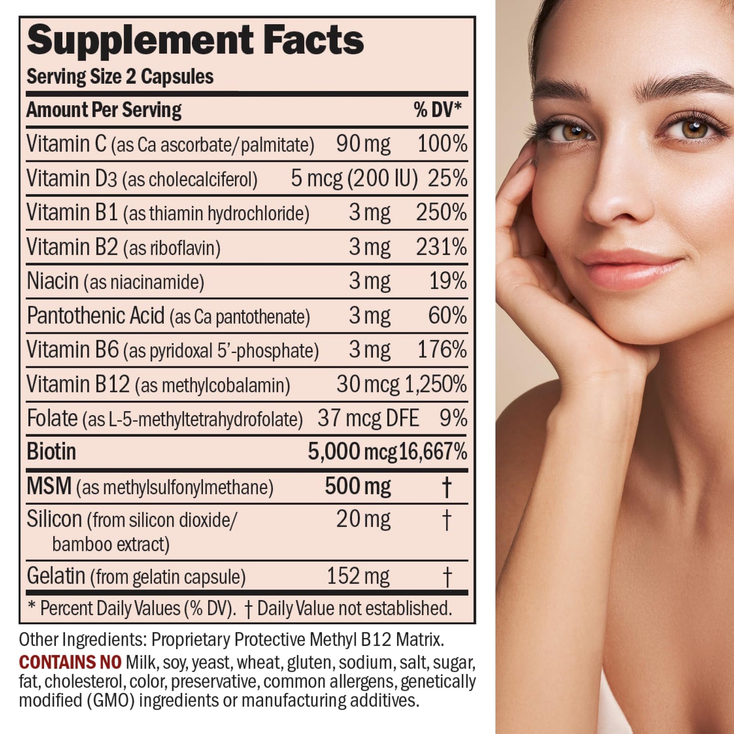 ANDREW LESSMAN Healthy Hair, Skin & Nails 60 Capsules - 5000 mcg Biotin