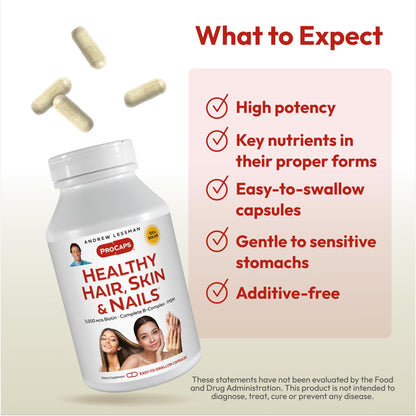 ANDREW LESSMAN Healthy Hair, Skin & Nails 60 Capsules - 5000 mcg Biotin