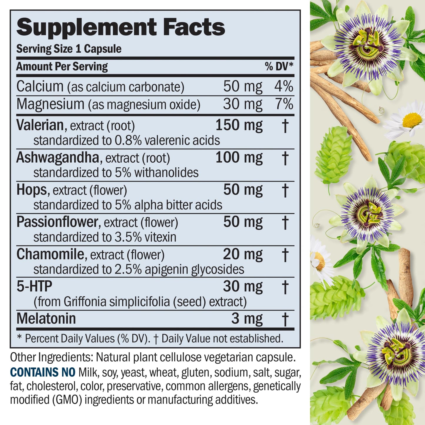 ANDREW LESSMAN NightTime 60 Capsules – Melatonin 3mg, Valerian, Ashwagandha, Passionflower, Hops & Chamomile