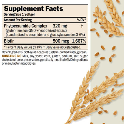 ANDREW LESSMAN Phytoceramides with Biotin 30 Softgels - Skin’s Vital Natural Internal Moisturizer. Naturally Enhances Soft, Smooth, Radiant Skin. No Additives. Small Easy to Swallow Softgels