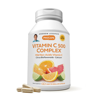 ANDREW LESSMAN Vitamin C 500 Complex – 60 Capsules | Non-Acidic Vitamin C with Bioflavonoids