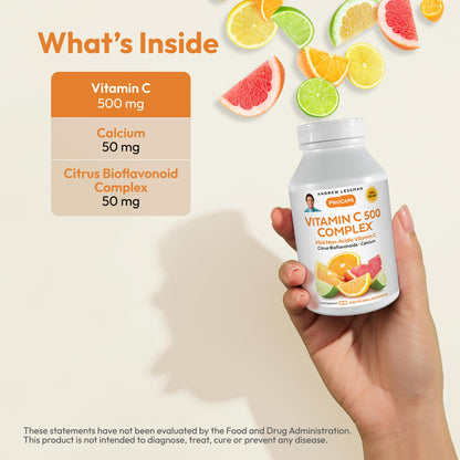 ANDREW LESSMAN Vitamin C 500 Complex – 60 Capsules | Non-Acidic Vitamin C with Bioflavonoids