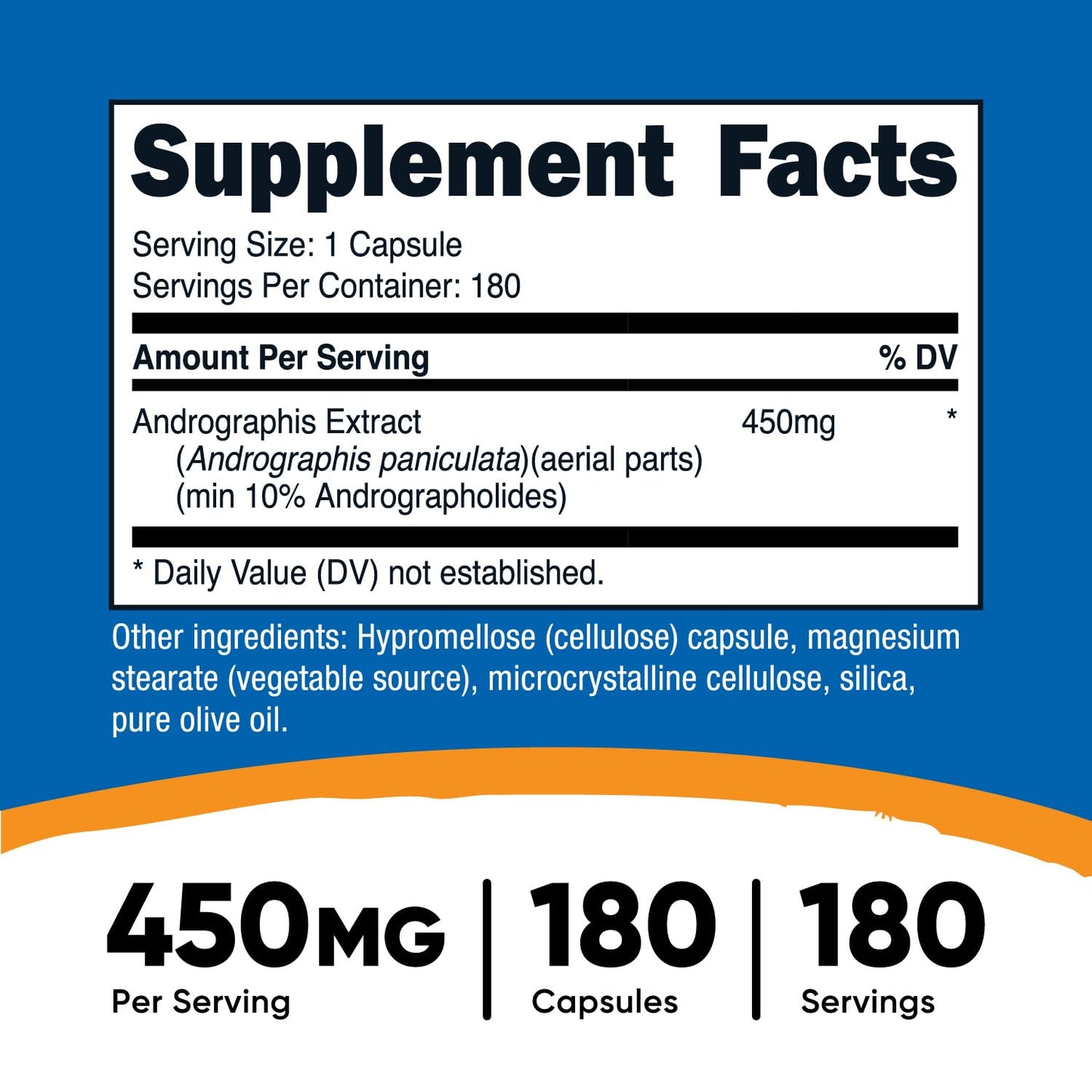 Nutricost Andrographis Extract 450mg – 180 Vegetarian Capsules | Non-GMO & Gluten Free