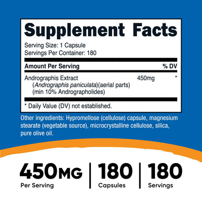 Nutricost Andrographis Extract 450mg – 180 Vegetarian Capsules | Non-GMO & Gluten Free