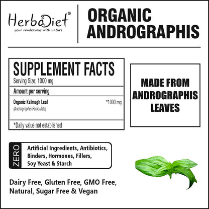 Andrographis Paniculata Powder – Certified Organic, 1% Andrographolides | Immune & Respiratory Support (227 g) | Non-GMO