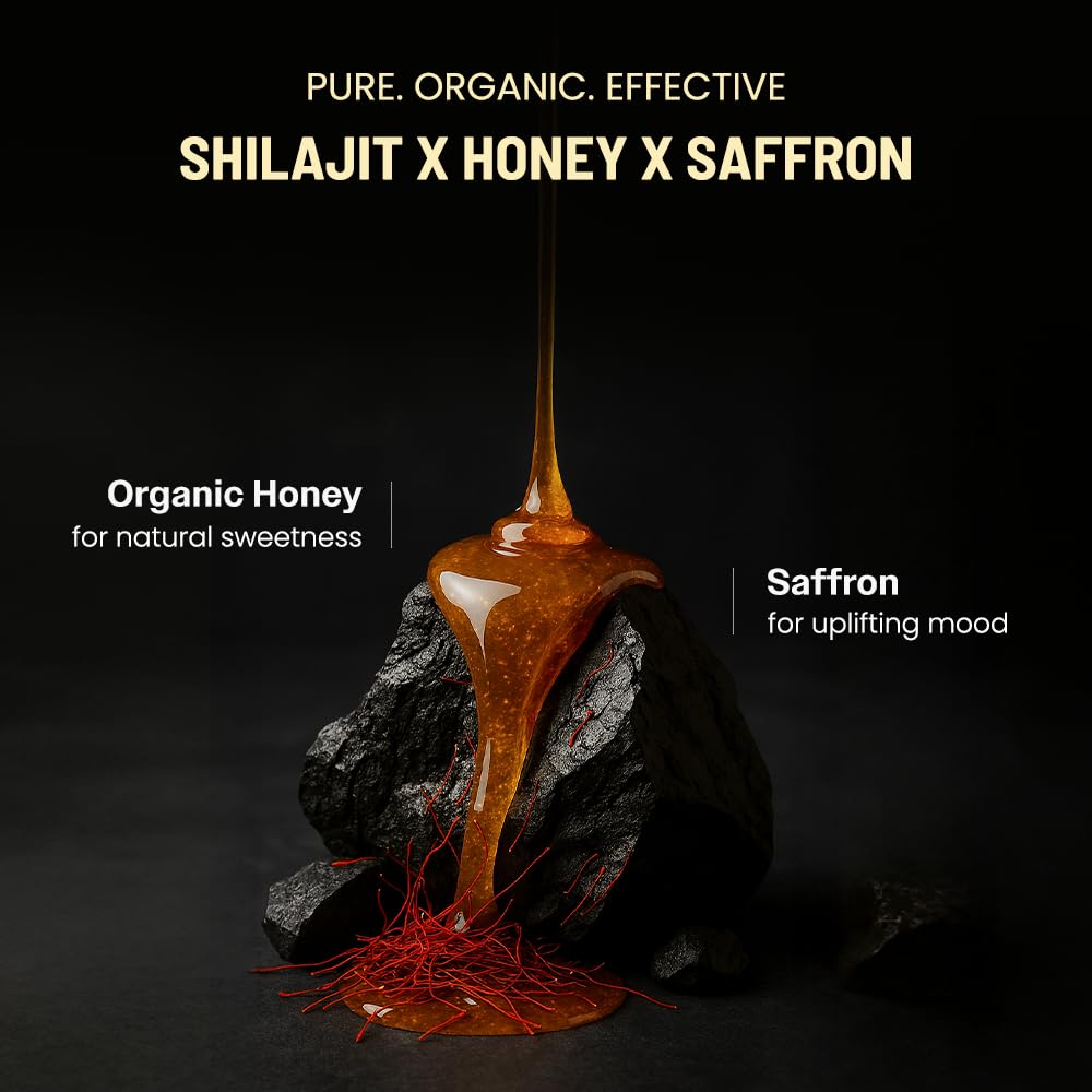 ANECDOTE Himalayan Shilajit Honey Sticks with Organic Honey & Saffron — Boosts Stamina, Immunity & Focus | 75% Fulvic Acid, 85+ Minerals | 30 Sticks
