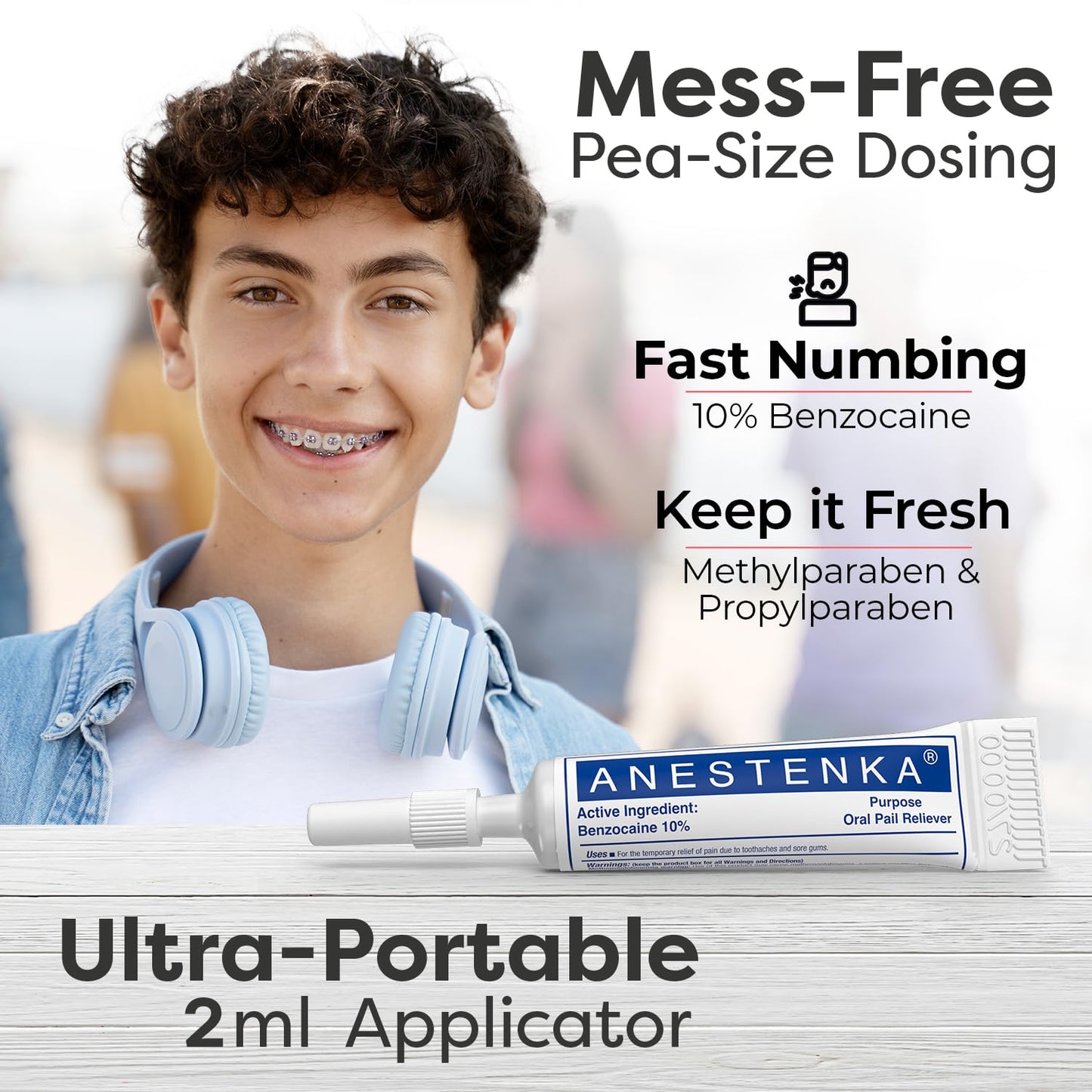 ANESTENKA Tooth Pain Relief – Benzocaine Liquid (0.07 fl oz)
