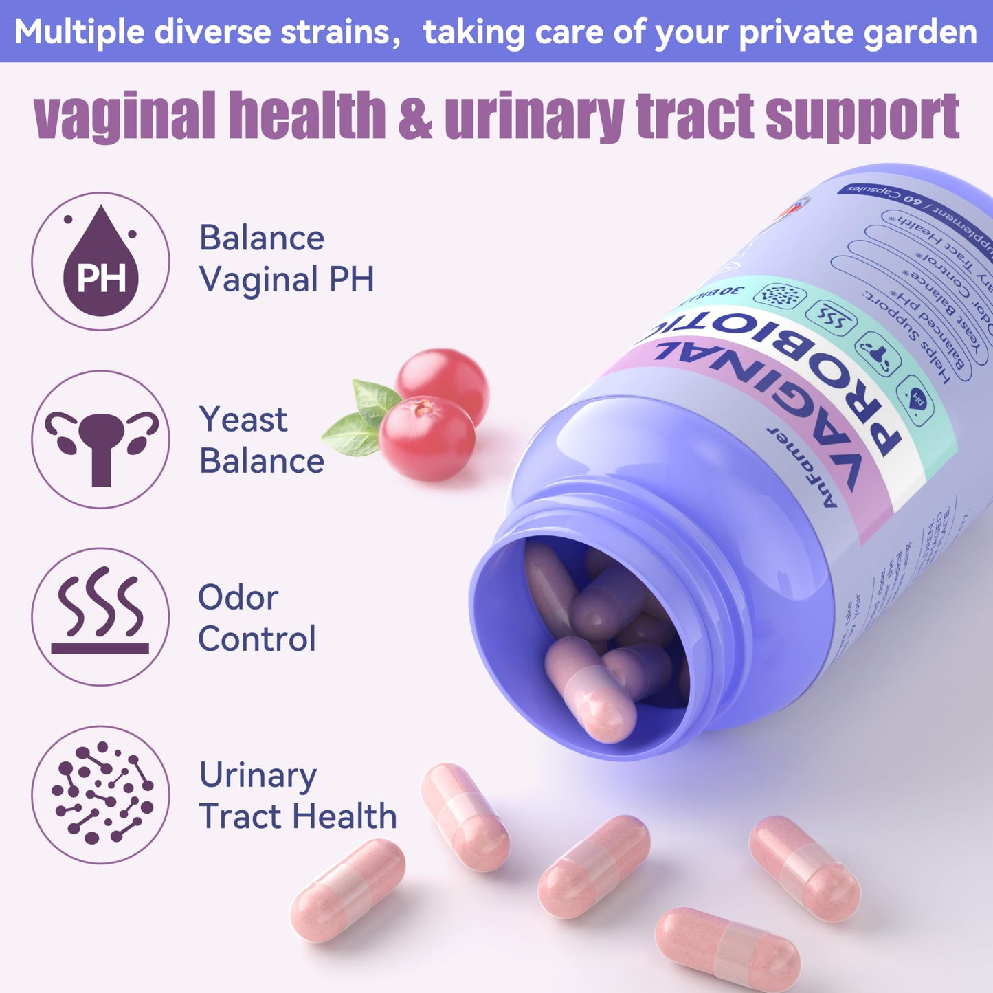 AnFamer Vaginal Probiotics for Women – 30B CFU, 60 Capsules