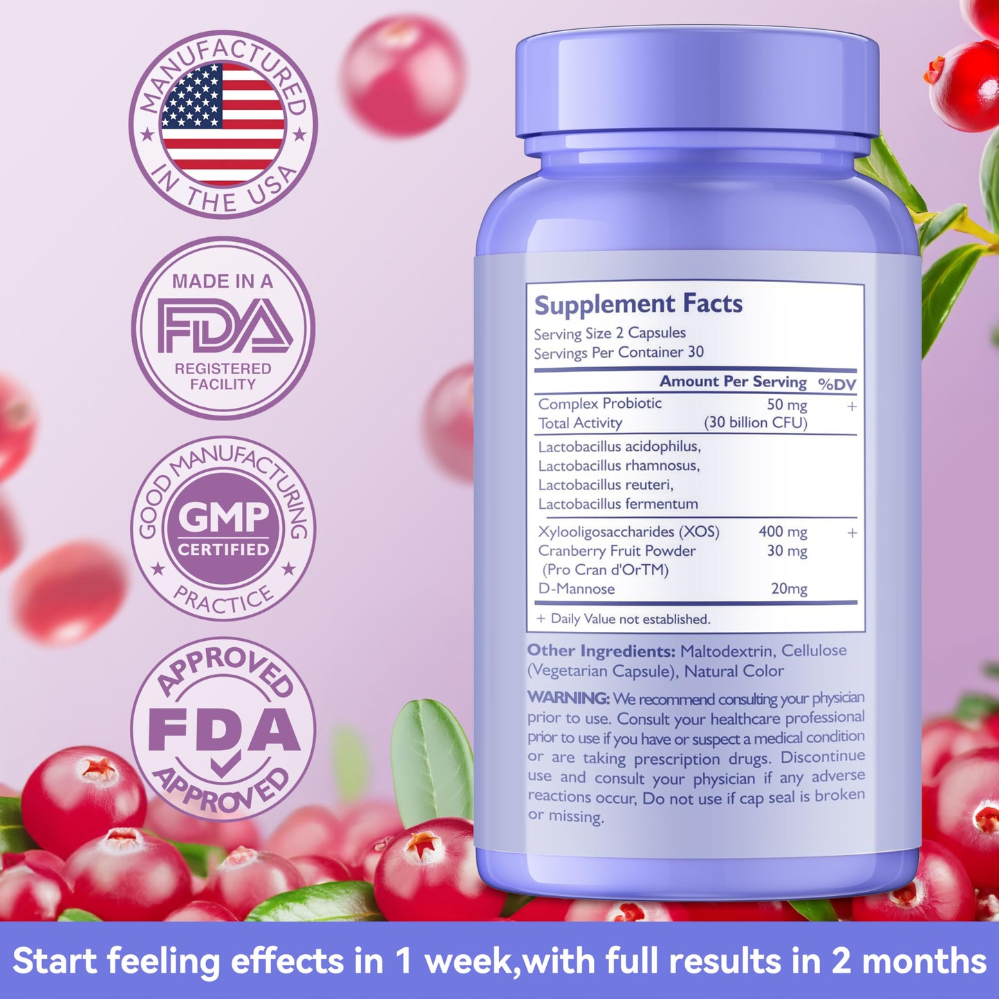 AnFamer Vaginal Probiotics for Women – 30B CFU, 60 Capsules