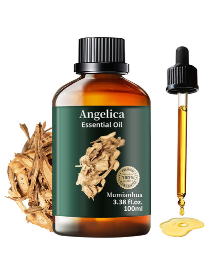 Angelica Root Essential Oil Pure Mumianhua Natural Angelica Oil for Diffuser, Aromatherapy, Skin, Hair, Massage & Candle Making 3.38 Fl Oz