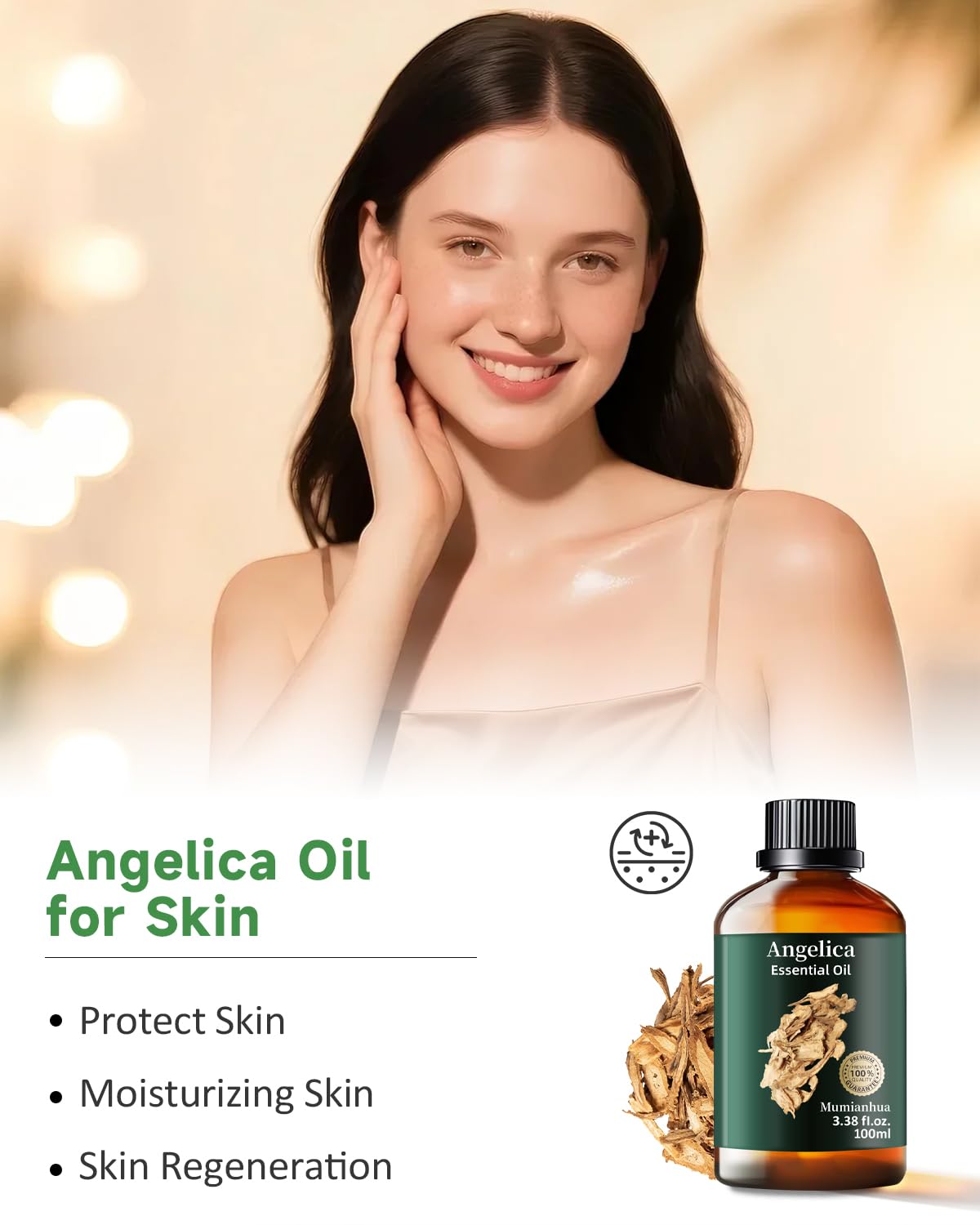 Angelica Root Essential Oil Pure Mumianhua Natural Angelica Oil for Diffuser, Aromatherapy, Skin, Hair, Massage & Candle Making 3.38 Fl Oz