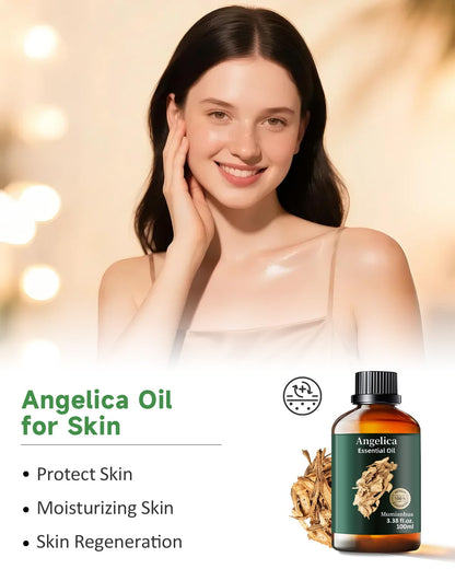 Angelica Root Essential Oil Pure Mumianhua Natural Angelica Oil for Diffuser, Aromatherapy, Skin, Hair, Massage & Candle Making 3.38 Fl Oz