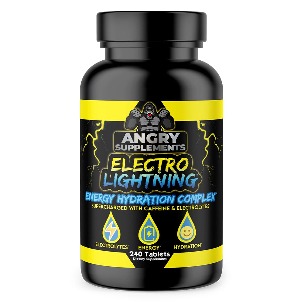 Angry Supplements Electro Lightning Electrolyte Tablets – Hydration + Caffeine (240ct)
