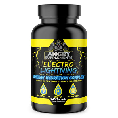 Angry Supplements Electro Lightning Electrolyte Tablets – Hydration + Caffeine (240ct)