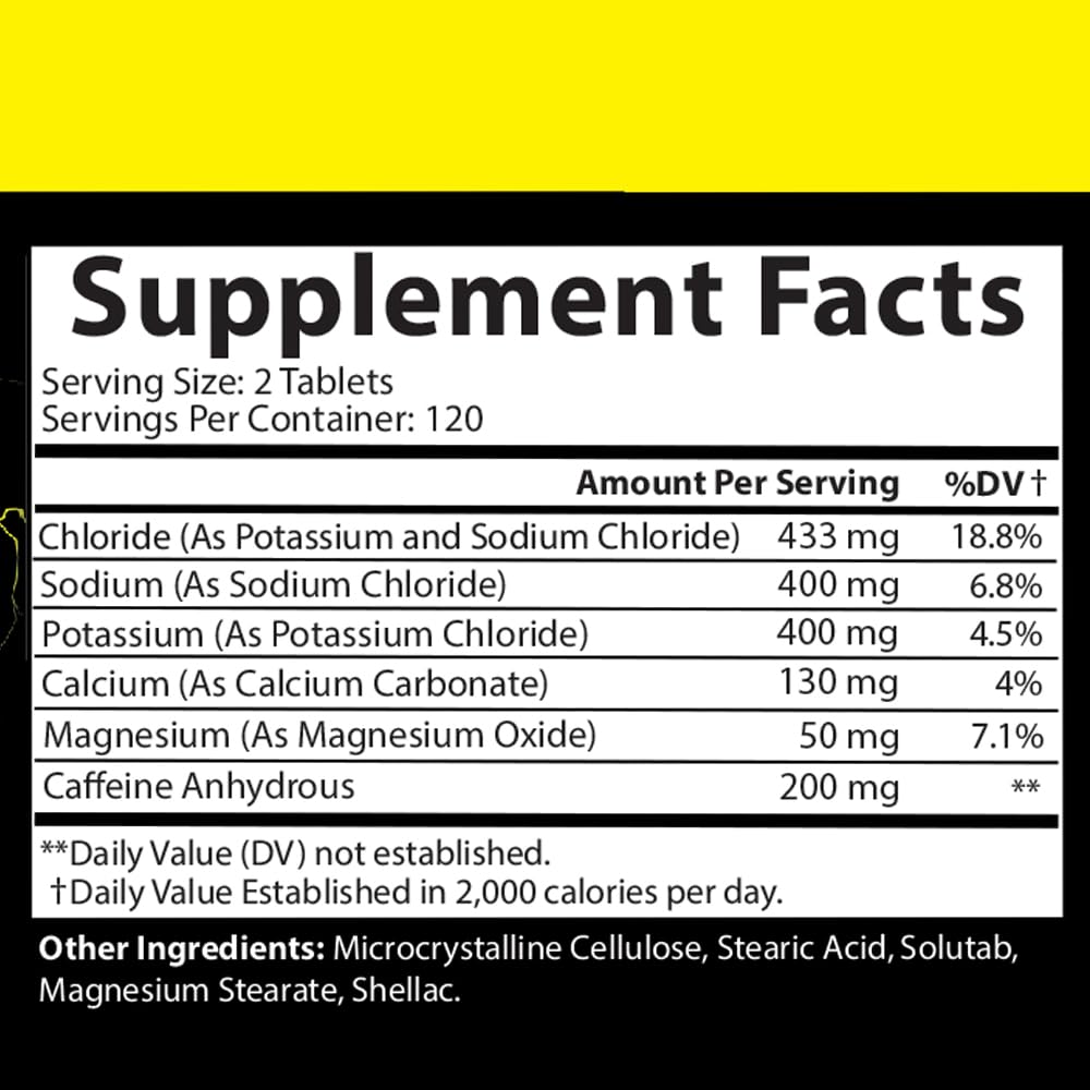 Angry Supplements Electro Lightning Electrolyte Tablets – Hydration + Caffeine (240ct)
