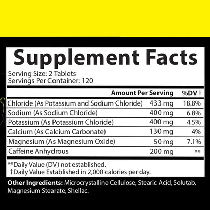 Angry Supplements Electro Lightning Electrolyte Tablets – Hydration + Caffeine (240ct)