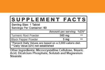 Angry Supplements Just Pure Turmeric Root with Black Pepper – 2-Pack, 4-Month Supply (120 Tablets)