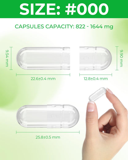 Angtai JN Capsules Size 000 – Vegan Empty Capsule Kit (100 Count)