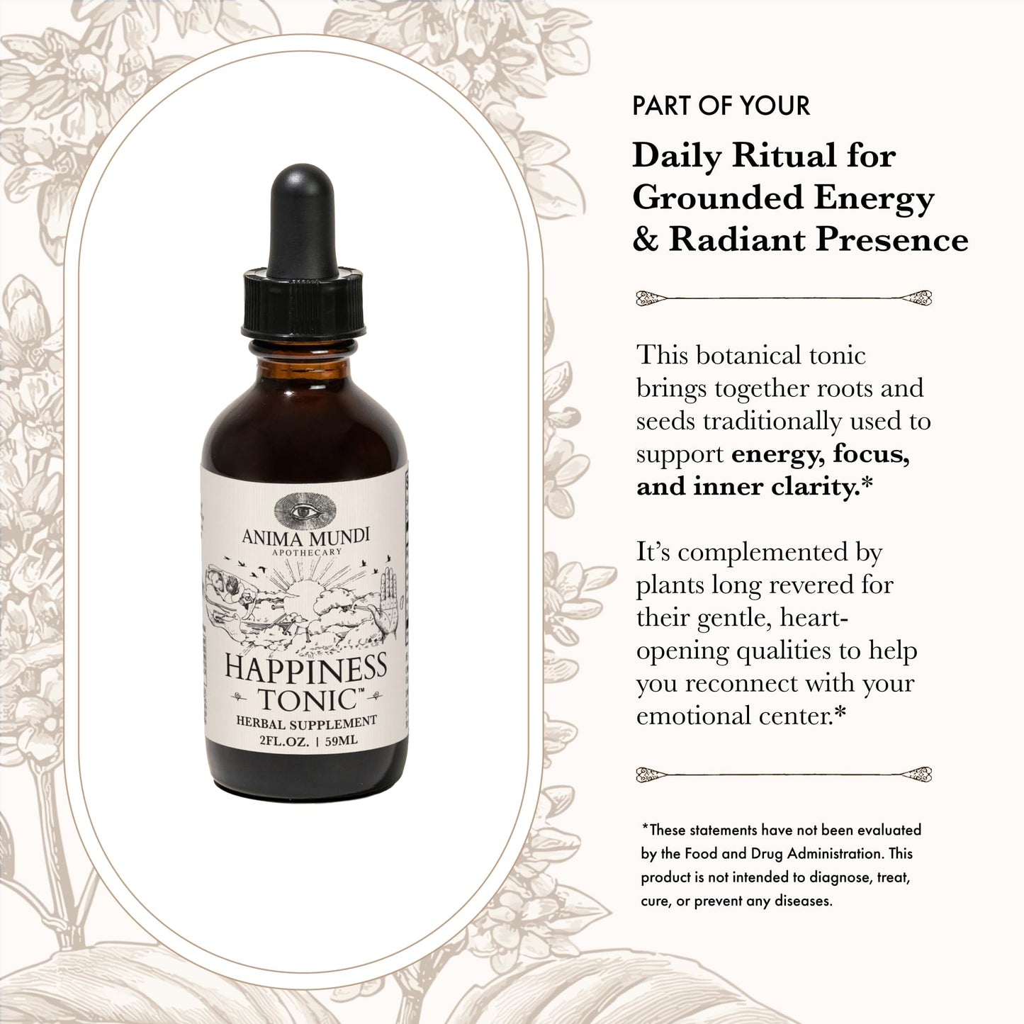 Anima Mundi Ashwagandha Drops – Adaptogenic Mood Support with Rhodiola & St. John’s Wort (2oz / 59ml)