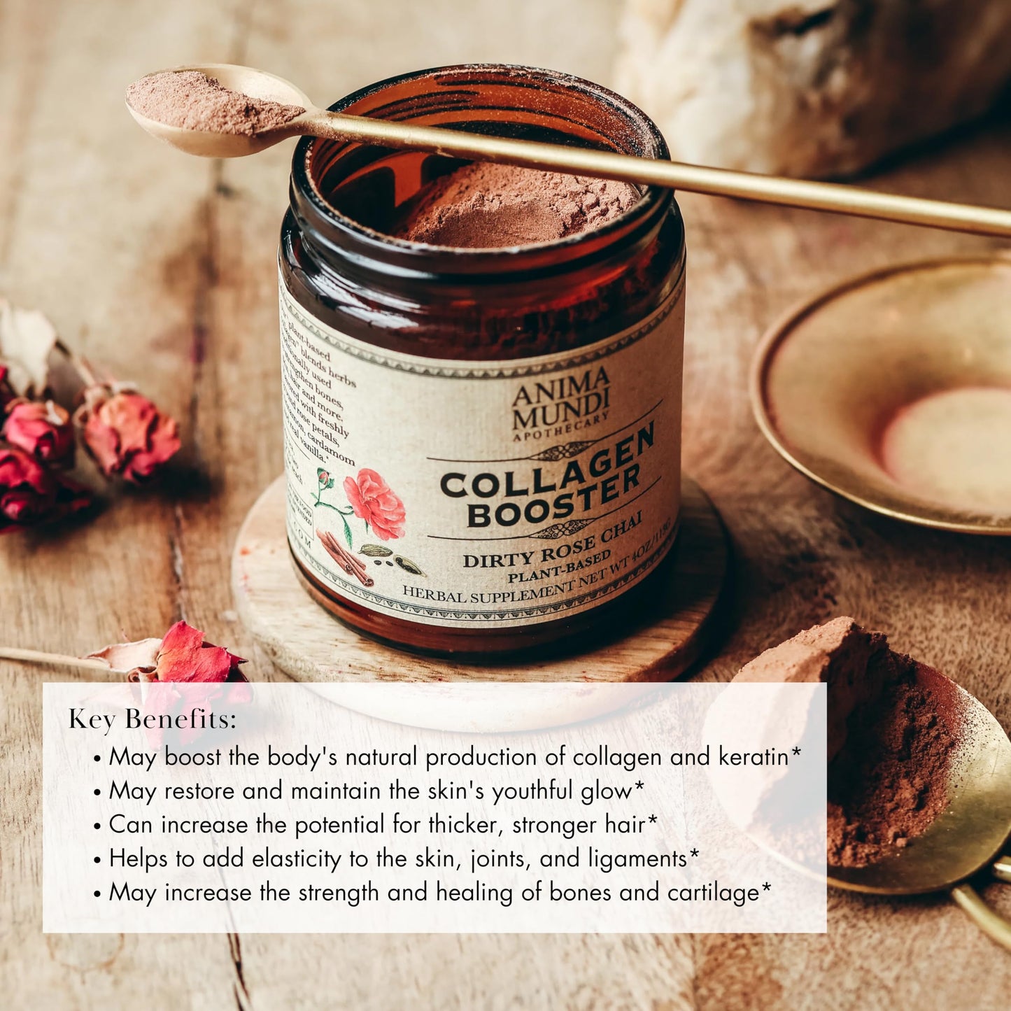 Anima Mundi Apothecary Vegan Collagen Booster Powder – Dirty Rose Chai