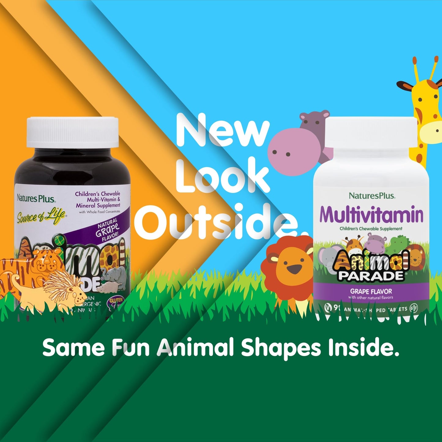 Natures Plus Animal Parade Children's Multivitamin - Grape Flavor (90 Tablets)