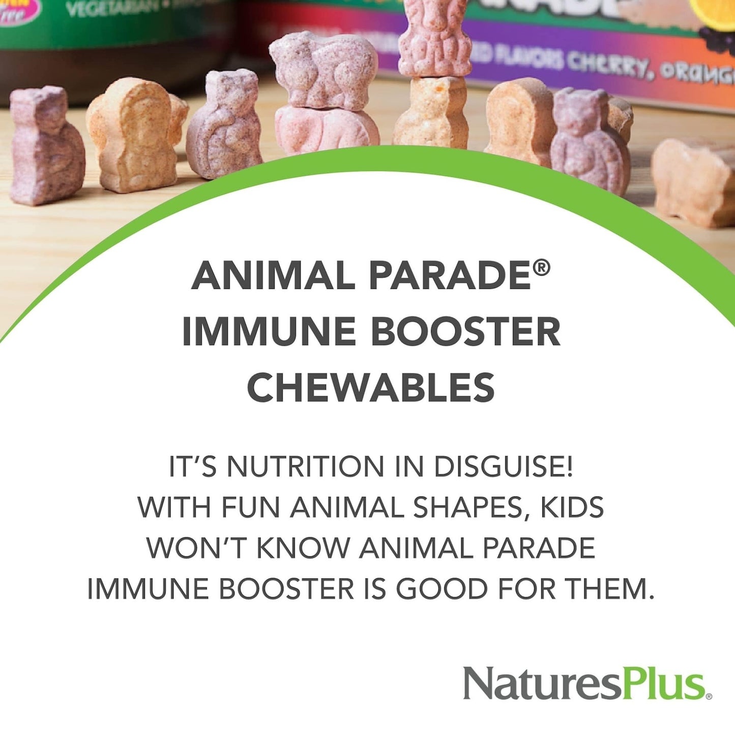 Natures Plus Animal Parade Immune Booster – Tropical Berry, 90 Chewables, Gluten Free & Vegan