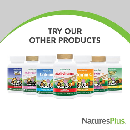 Natures Plus Animal Parade Immune Booster – Tropical Berry, 90 Chewables, Gluten Free & Vegan