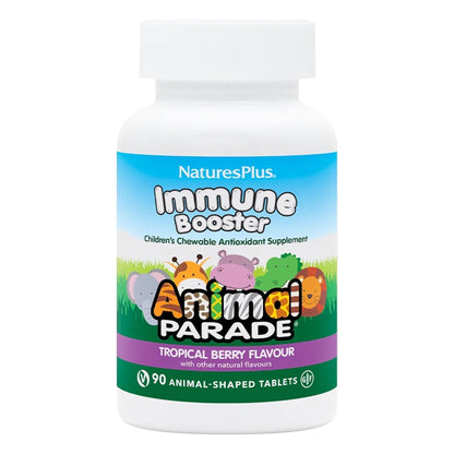 Natures Plus Animal Parade Immune Booster – Tropical Berry, 90 Chewables, Gluten Free & Vegan