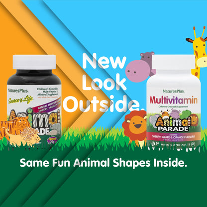 Natures Plus Animal Parade Kids Multivitamin – 90 Animal-Shaped Chewables
