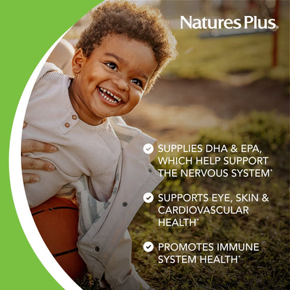 Natures Plus Animal Parade Omega 3/6/9 Junior - Lemon, 90 Softgels | Non-GMO, Gluten Free
