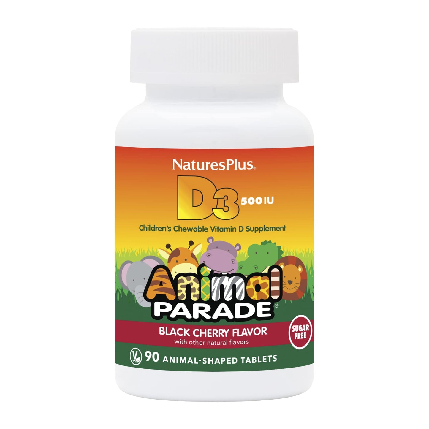 Animal Parade Sugar-Free Vitamin D3 500 IU for Children - Black Cherry (90 Chewables)