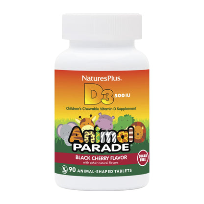 Animal Parade Sugar-Free Vitamin D3 500 IU for Children - Black Cherry (90 Chewables)