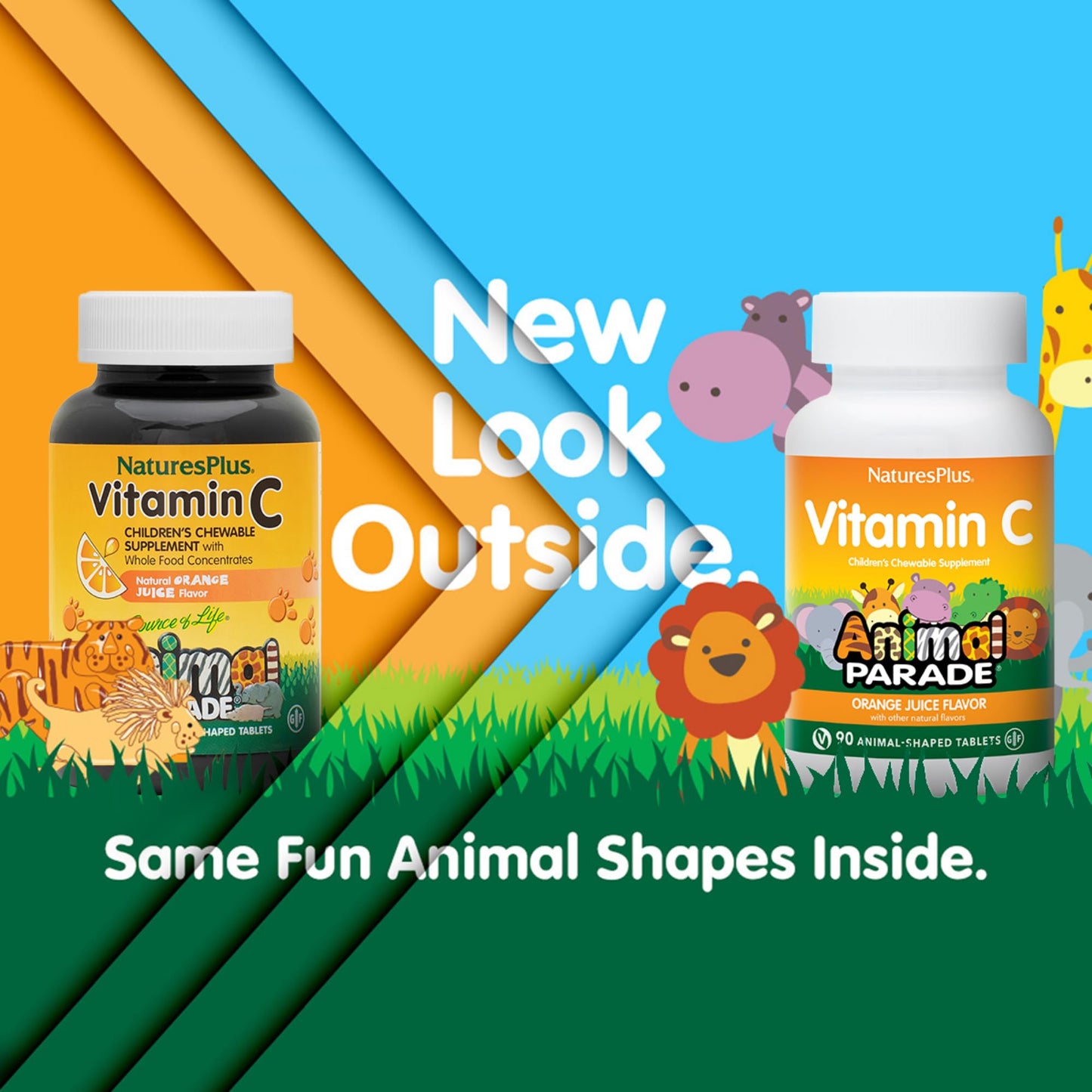 Nature's Plus Animal Parade Vitamin C for Kids - Orange Flavor, 90 Chewables (45 Servings)