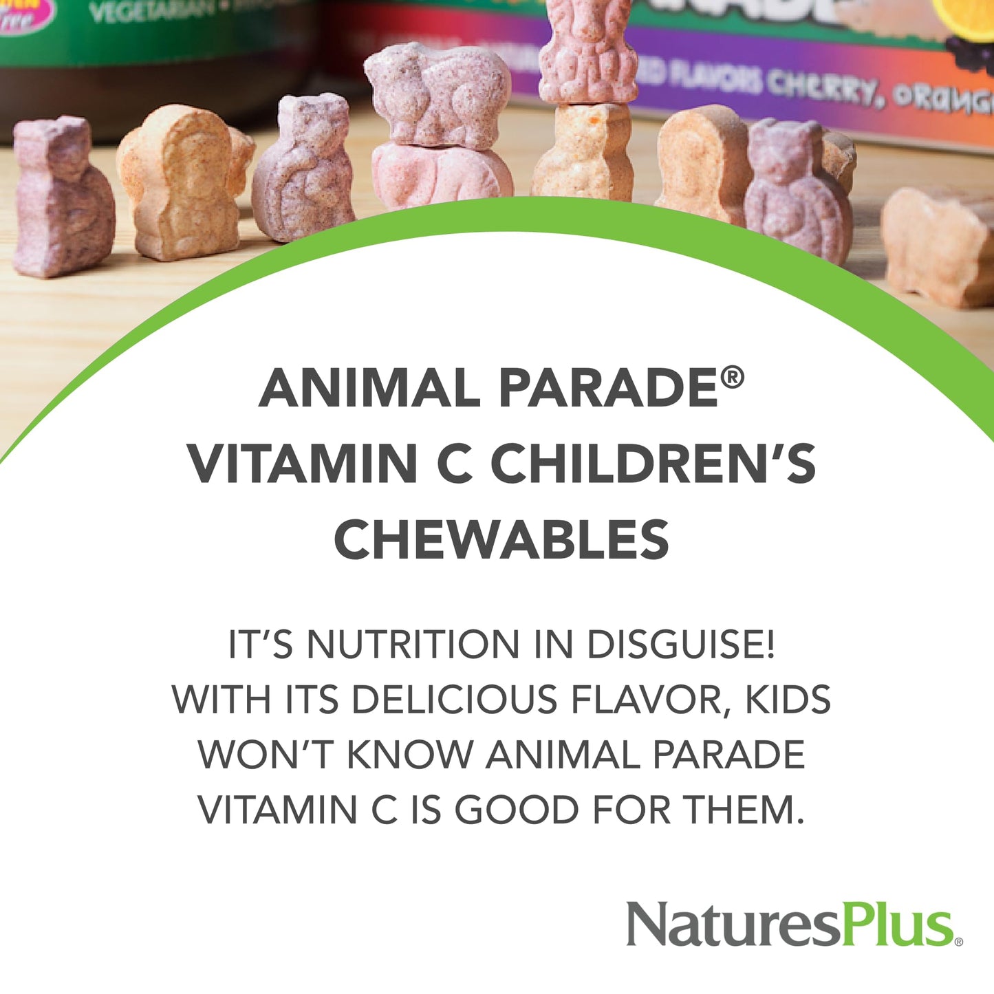 Nature's Plus Animal Parade Vitamin C for Kids - Orange Flavor, 90 Chewables (45 Servings)