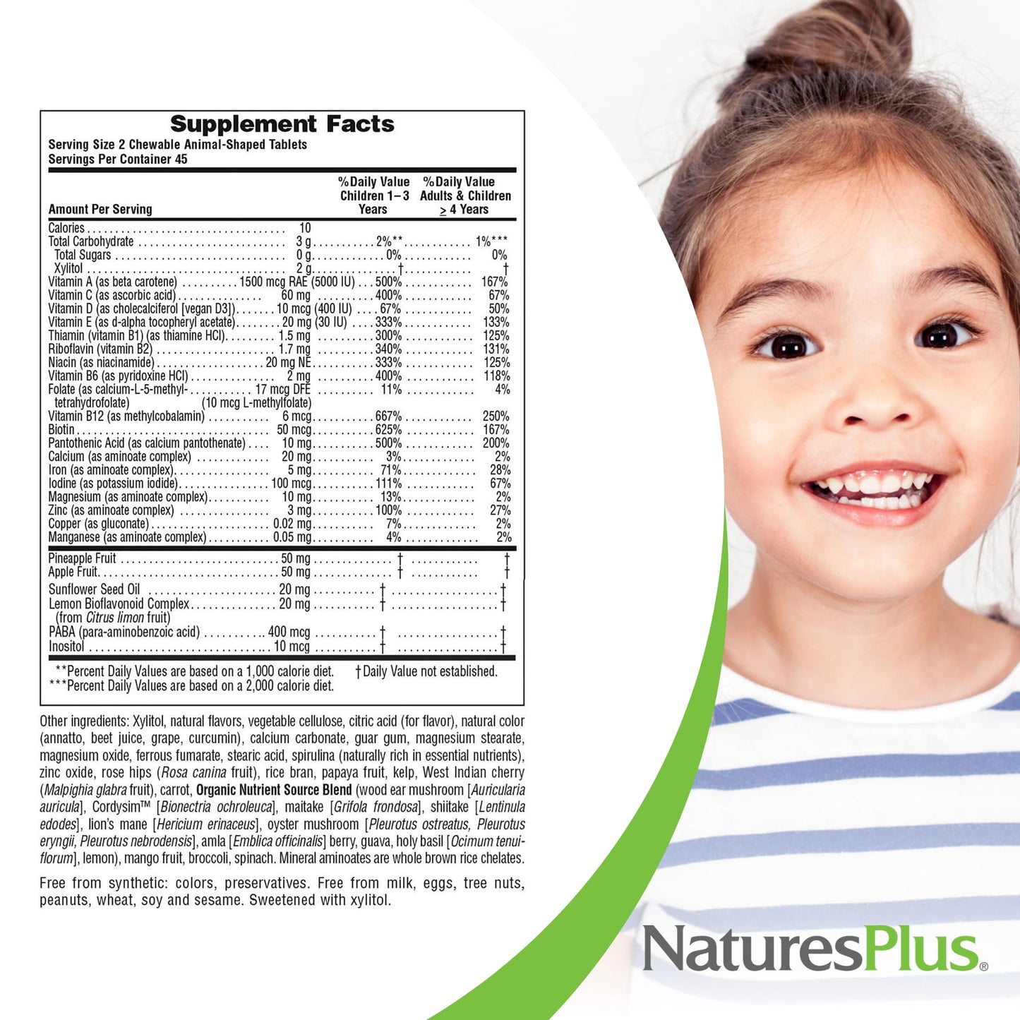 Natures Plus Animal Parade Sugar-Free Children's Multivitamin - Assorted Cherry, Grape & Orange Flavors - 90 Chewable Tablets - 45 Total Servings