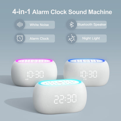 ANJANK White Noise Sound Machine Alarm Clock with Hi-Fi Bluetooth Speaker | 21 Sounds & 7 Night Lights