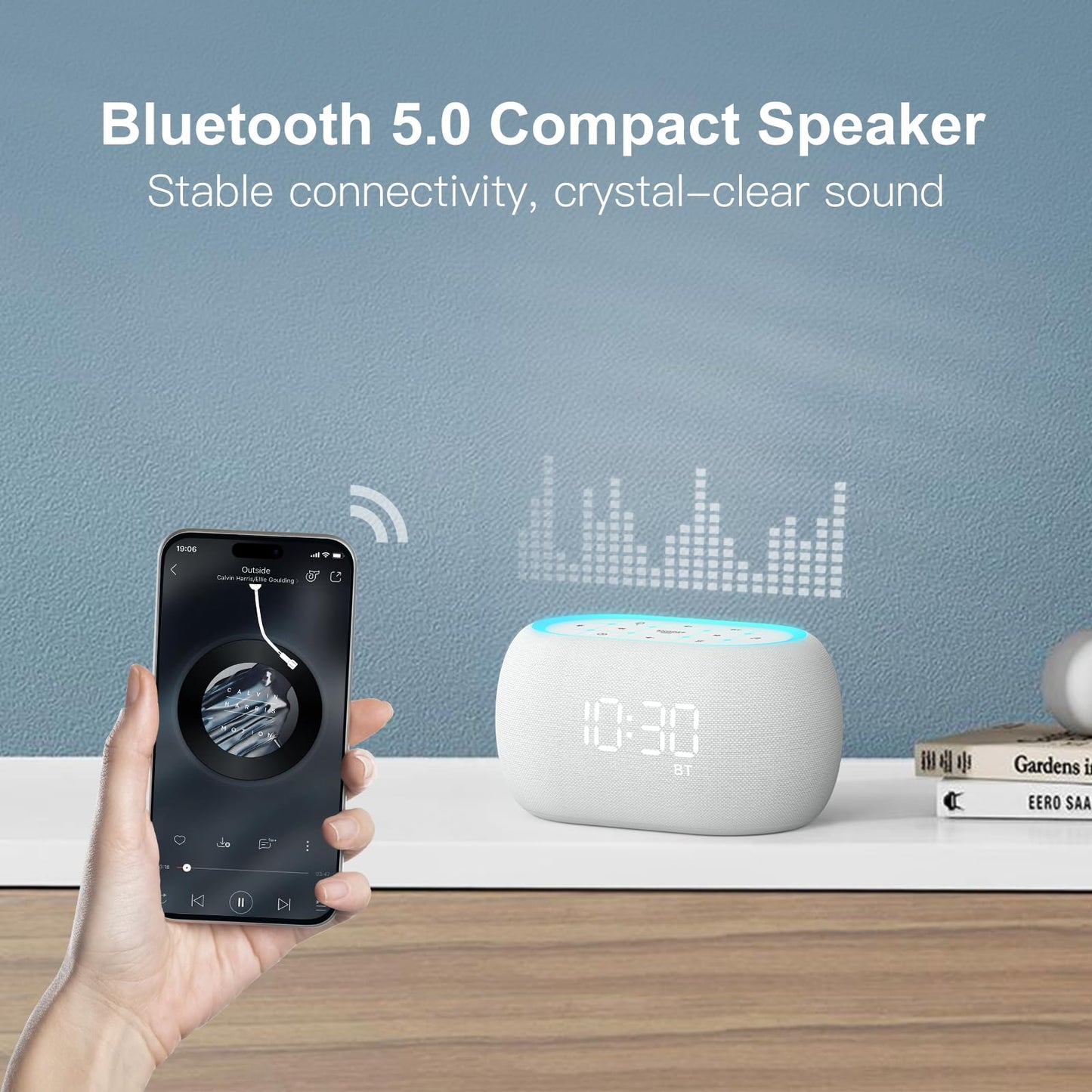 ANJANK White Noise Sound Machine Alarm Clock with Hi-Fi Bluetooth Speaker | 21 Sounds & 7 Night Lights