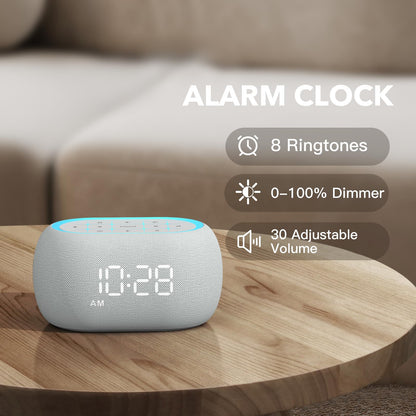 ANJANK White Noise Sound Machine & Bluetooth Alarm Clock – 21 Sounds, 7 Night Lights