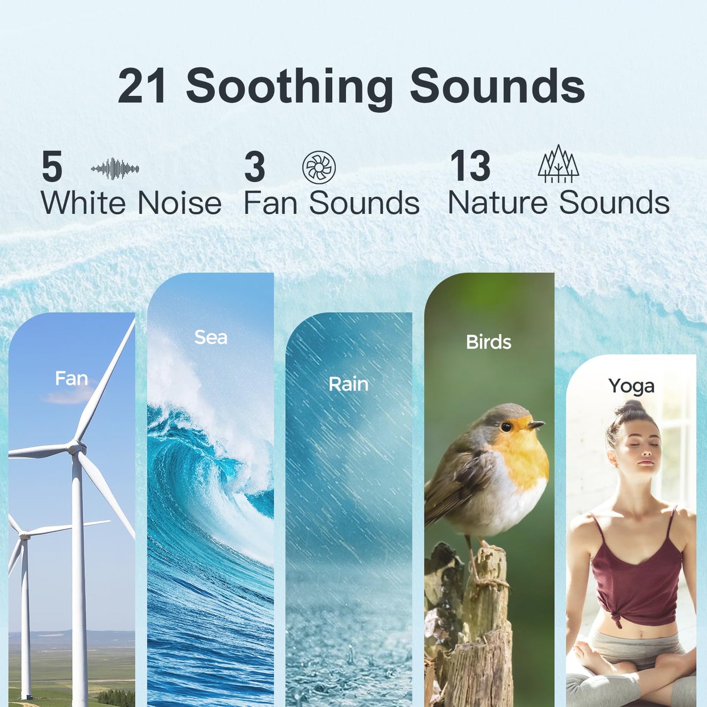 ANJANK White Noise Sound Machine Alarm Clock with Hi-Fi Bluetooth Speaker | 21 Sounds & 7 Night Lights