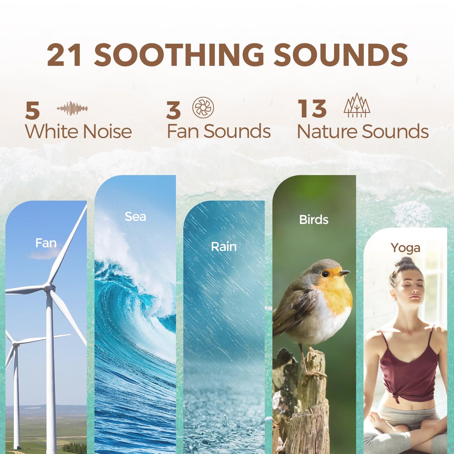 ANJANK White Noise Sound Machine & Bluetooth Alarm Clock – 21 Sounds, 7 Night Lights