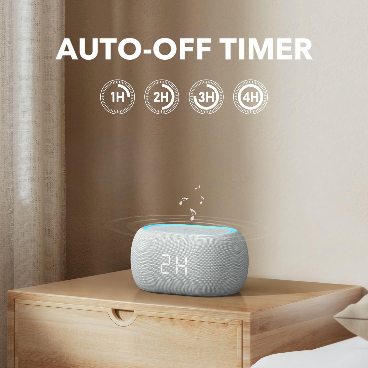 ANJANK White Noise Sound Machine & Bluetooth Alarm Clock – 21 Sounds, 7 Night Lights
