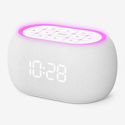 ANJANK White Noise Sound Machine Alarm Clock with Hi-Fi Bluetooth Speaker | 21 Sounds & 7 Night Lights