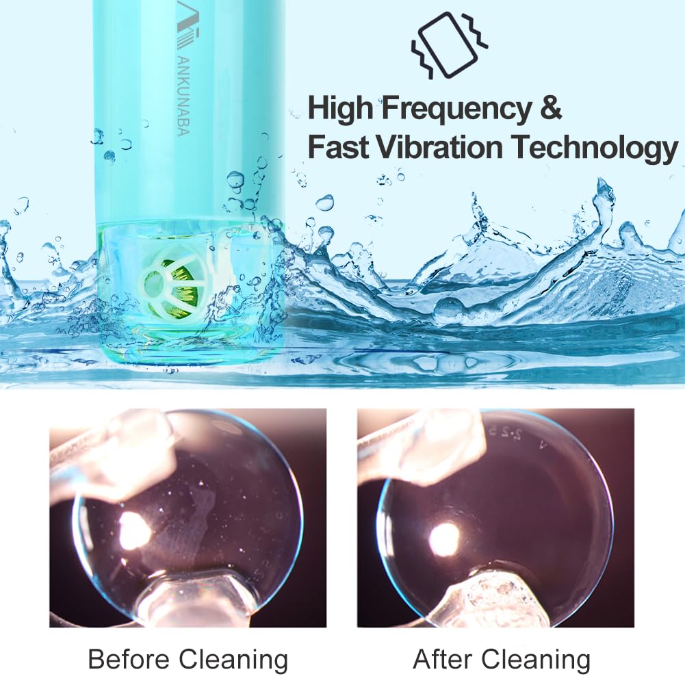 ANKUNABA Portable USB-Charged Contact Lens Cleaner – Automatic Vibration Cleaning Case (Blue)